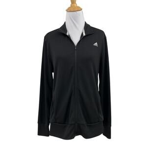 Adidas Jacket Womens M Medium Black Golf Textured Front Long Sleeve Full Zip